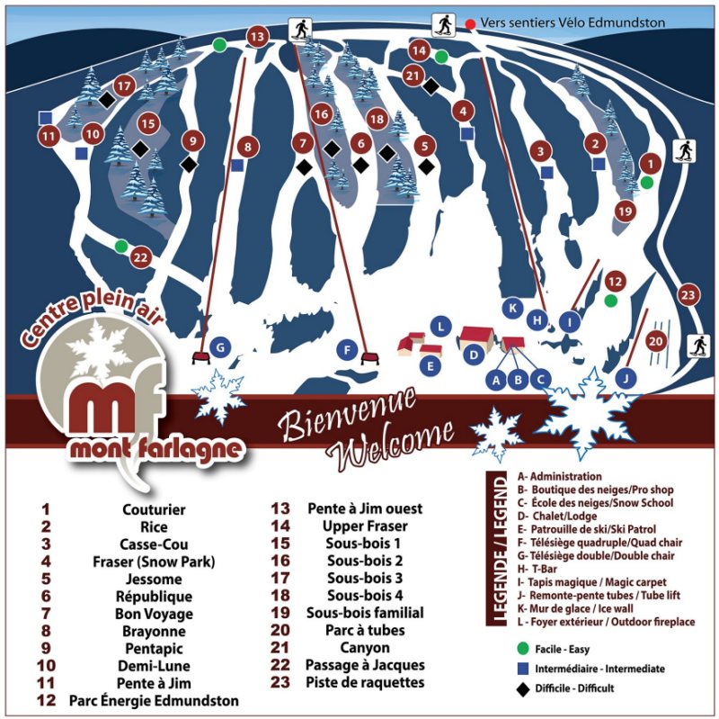Carte des pistes Mont Farlagne